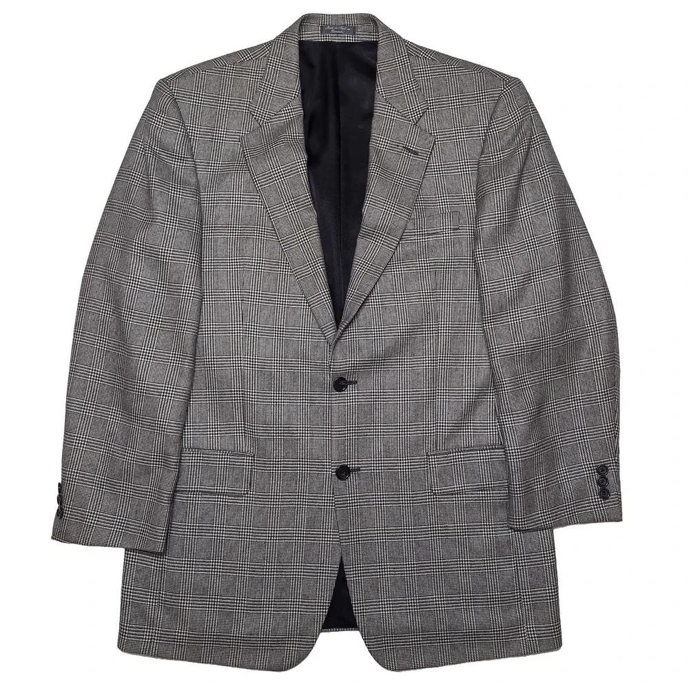 LORO PIANA SFI Jacobsons 100% Cashmere Blazer Sport Coat 44 Long Black Plaid